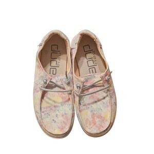 Hey Dude Wendy Youth Pink Multi colored Textile Slip On Loafers Size Y3‎